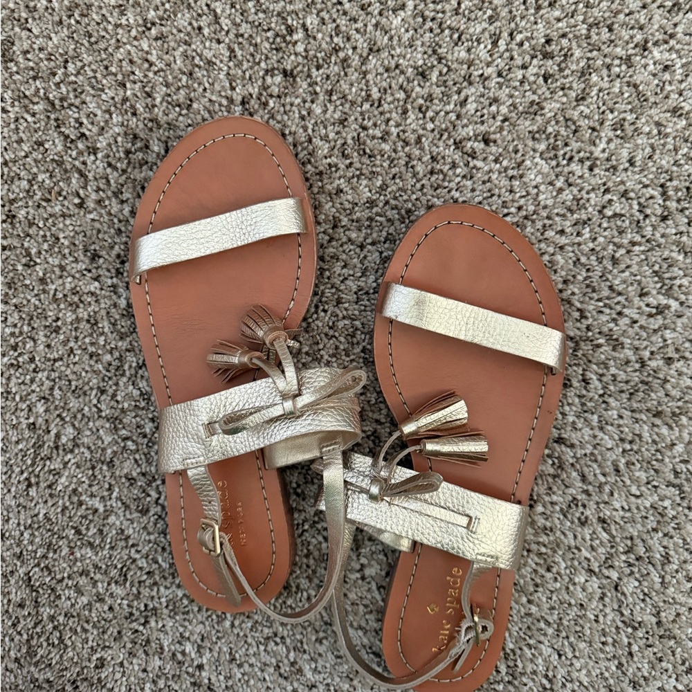 Gold and Brown Leather Sandals